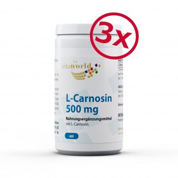 Pack de 3 Carnosine 500 mg 3 x 60 Capsules Végétalien/Végétarien