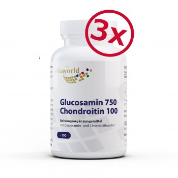 Pack de 3 Glucosamina 750 + Condroitina 100 3 x 100 Cápsulas