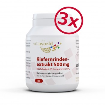 3er Pack Kiefernrindenextrakt 500mg OPC 3 x 60 Kapseln Vegan/Vegetarisch