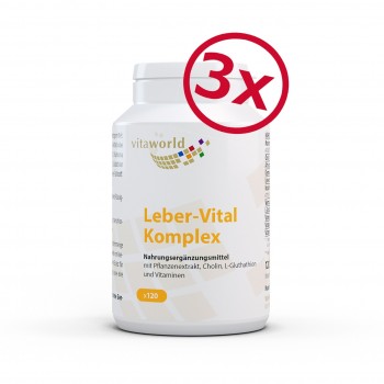 3 Pack Liver-Vital Complex With Milk thistle, Artichoke, Choline, Glutathione, Curcumin, 3 x 120 Capsules Vegan/ Vegetarian