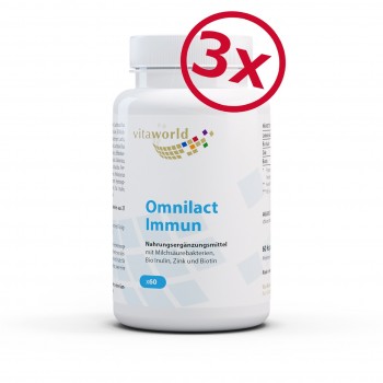 Pack de 3 Omnilact Immun 3 x 60 Capsules Vegan / Végétarien Lactobacillus - Bifidobacterium