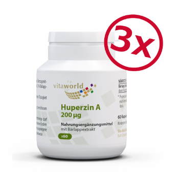 3er Pack Huperzin A 200 mcg aus Bärlapp-Extrakt 3 x 60 Kapseln Vegetarisch/Vegan