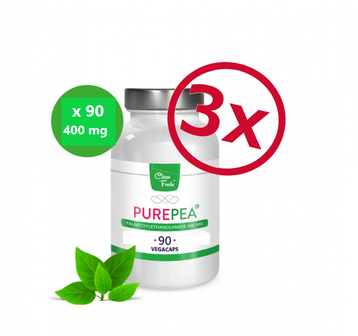 Pack de 3 Pure PEA Palmitoylethanolamide 400mg 3 x 90 Capsules Végétalien/Végétarien