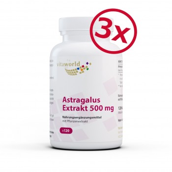 Pack de 3 Extracto de Astrágalo Raíz de Tragacanto 500 mg 3 x 120 Cápsulas Vegano/Vegetariano