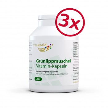 3er Pack Grünlippmuschel 400mg + Vitamine 3 x 180 Kapseln