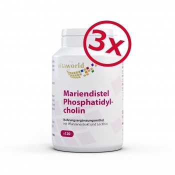 Pack de 3 Chardon-Marie Phosphatidylcholine DOSAGE ÉLEVÉ avec 800 mg de Silymarine 3 x 120 Capsules Vegan / Végétarien