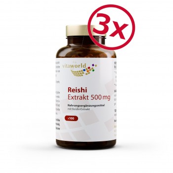 3 Pack Reishi Extract 500 mg 3 x 100 Capsules Vegan/Vegetarian