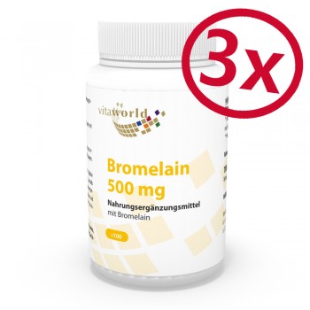 Pack di 3 Bromelina 500 mg 3 x 100 Capsule
