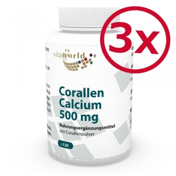 Pack de 3 Calcium de Corail avec de la Poudre de Corail 500 mg 3 x 120 Capsules