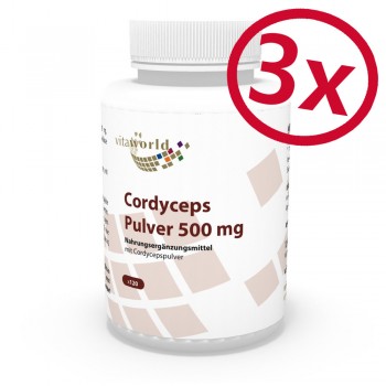 3er Pack Cordyceps Pulver 500mg 360 Kapseln