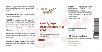 Pack de 3 Extrait de Cordyceps 500 mg CS4 3 x 100 Capsules