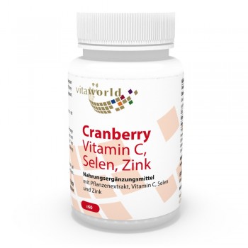Cranberry Extrakt 400mg + Vitamin C Selen Zink 60 Kapseln