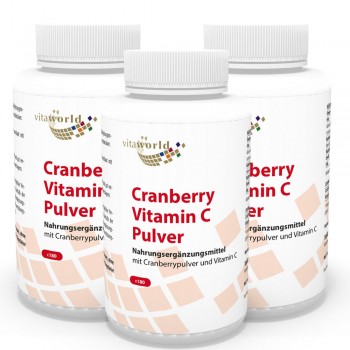 3er Pack Cranberry 400mg + Vitamin C 3 x 180 Kapseln Vegan