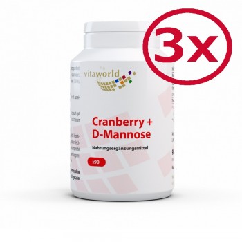 3er Pack D-Mannose + L-Methionin + Cranberry 3 x 90 Kapseln