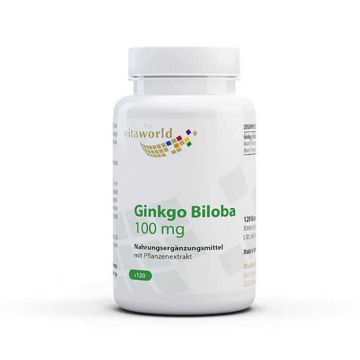 Ginkgo Biloba 100 mg Extracto 120 Cápsulas Vegana 50:1 24% Flavonoides y 6% Terpenlactona