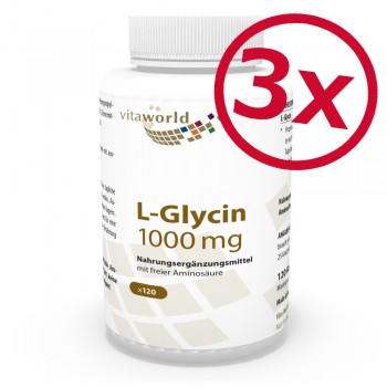 3er Pack L-Glycin 1000mg 3 x 120 Kapseln Glycin Vegan/Vegetarisch