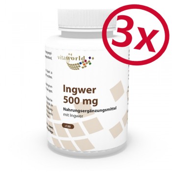 3er Pack Ingwer Ingwer 500 mg 3 x 120 Kapseln Vegetarisch/Vegan