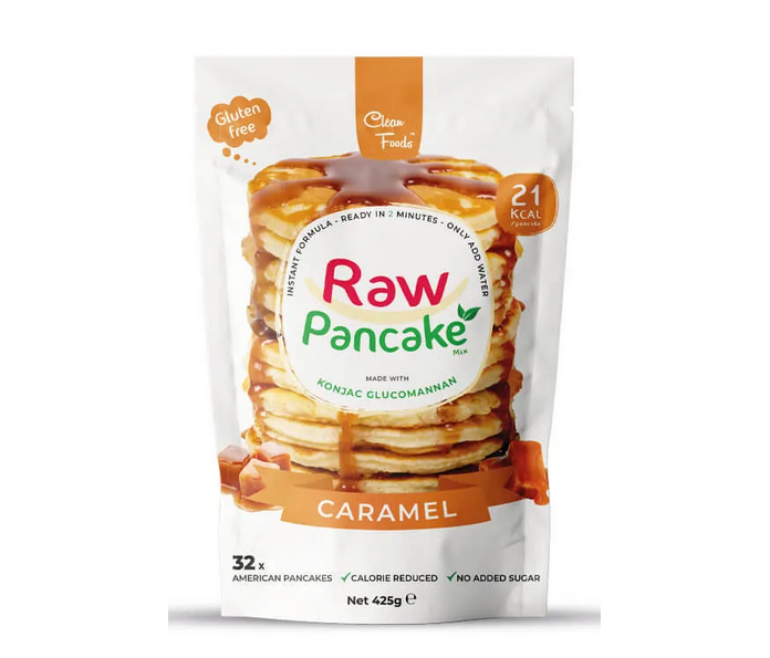 CleanFoods Pancake Caramel 425g l Pfannkuchen Konjak l 45 Kalorien / 100gr l  Zuckerfrei und Fettfrei l Karamell