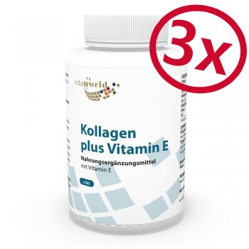 3er Pack Kollagen 500mg + Vitamin E 24mg 3 x 100 Kapseln