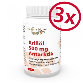 Pack de 3 Aceite de Krill Antártida 500 mg 3 x 100 Cápsulas