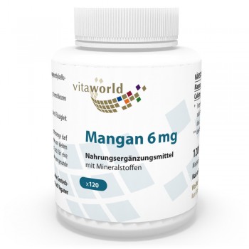 Manganèse avec des Minéraux  6 mg 120 Capsules Végétarien/Végétalien