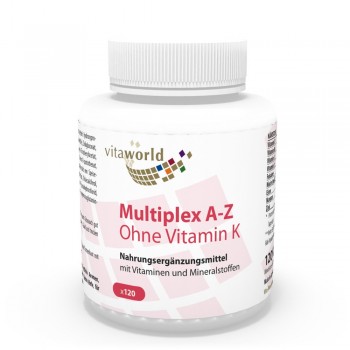 Multiplex Multivitamines A-Z sans Vitamine K 120 Capsules Végétarien/Végétalien