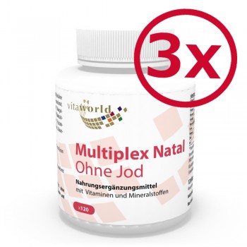 3 Pack Multiplex Natal without Iodine 3 x 120 Capsules Vegetarian/Vegan