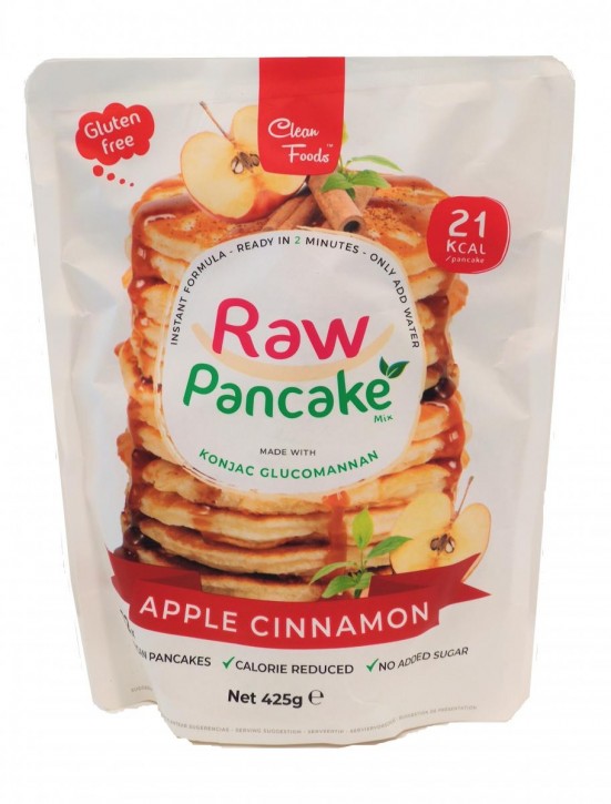 CleanFoods Pancake Apple Cinnamon 425g l Pfannkuchen Konjak l 45 Kalorien / 100gr l  Zuckerfrei und Fettfrei l Apfel-Zimt