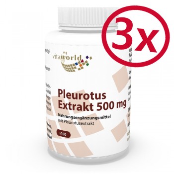 3er Pack Pleurotus Extrakt 4:1 500mg 3 x 100 Kapseln Vegan/Vegetarisch