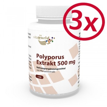 3er Pack Polyporus Extrakt 500 mg 3 x 100 Kapseln Vegan/Vegetarisch