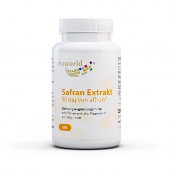 Safran Extrakt 60 Kapseln 100 % natürlicher Safran, Mit Magnesium und B-Vitaminen, Vegan/Vegetarisch