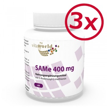 3 Pack SAMe 400 mg S-Adenosyl-L-Methionine 3 x 60 Capsules VEGAN / VEGETARIAN