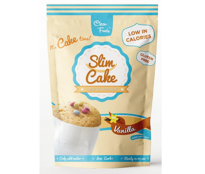 CleanFoods SlimCake Vanille 5 x50g l Konjak l 67 Kalorien / Kuchen (100g) l Vanillekuchen