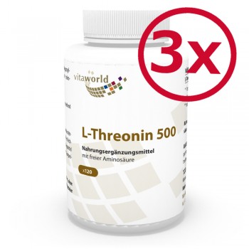 3 Pack L-Threonine 500mg 3 x 120 capsules