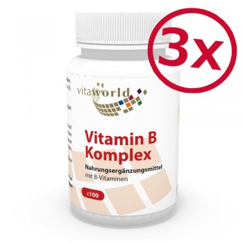 Pack of 3 Vitamin B Complex 3 x 100 Capsules Vegan/Vegetarian