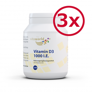 3 Pack Vitamin D3 1000 I.E. 3 x 200 Tablets