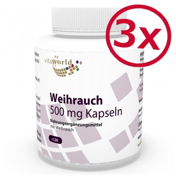 3er Pack Boswellia Weihrauch 500 mg 3 x 120 Kapseln Vegan/Vegetarisch