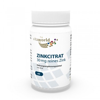 Citrato de Zinc 30 mg 60 Cápsulas Vegano/Vegetariano