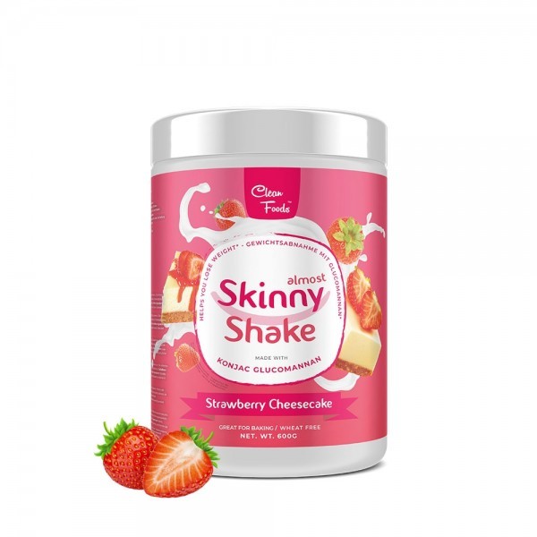 CleanFoods Skinny Shake Strawberry Cheescake 600g l Konjak l nur 24 Kalorien /100gr l Erdbeer Käsekuchen