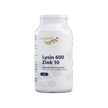 Lysine 600 mg Plus Zinc 10 mg 120 Capsules Végétarien/Végétalien