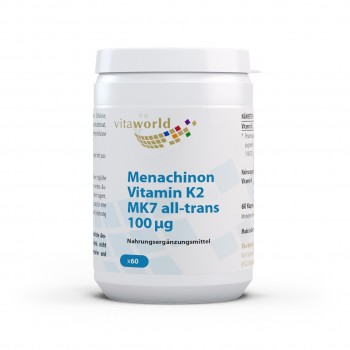 Menaquinone vitamin K2 MK7 all-trans 100µg 60 Capsules Vegetarian/Vegan
