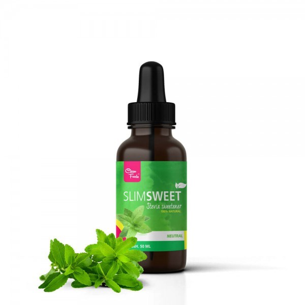 CleanFoods Slimsweet Stevia Süßungsmittel 50ml l 0% Zucker und 0 Kalorien l Frei von Gluten, Fett und Laktose l Vegan