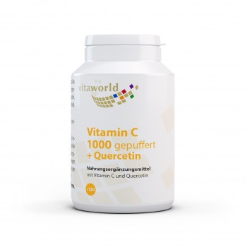 Vitamina C 1000 DOSIS ALTA Tamponada + Quercetina 120 Tabletas Vegano/Vegetariano