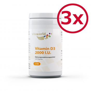 3 Pack Vitamin D3 2000 I.U 3 x 100 Capsules Vegetarian