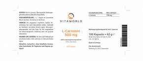 L-Carnosine 500mg 100 Capsules Vegan/Vegetarian