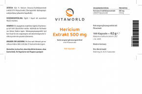 Hericium Extract 500mg 100 Capsules