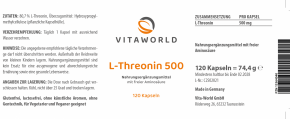 3 Pack L-Threonine 500mg 3 x 120 capsules