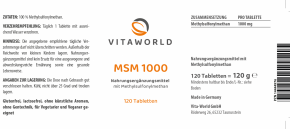 Naturalrabatt 6+1 MSM 1000 mg 7 x 120 Tabletten Hoch Dosiert Vegetarisch/Vegan