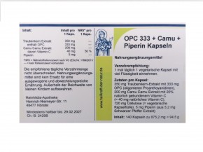 Reinhildis Apotheke OPC 300 Semi d'Uva + Camu Camu + Piperina 140 Capsule Vegano Ad Alto Dosaggio Made in Germany