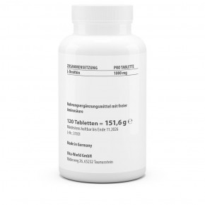 L-Ornitina 1000 mg 120 Compresse Vegano ad Alto Dosaggio Solo 1 Compressa al Giorno